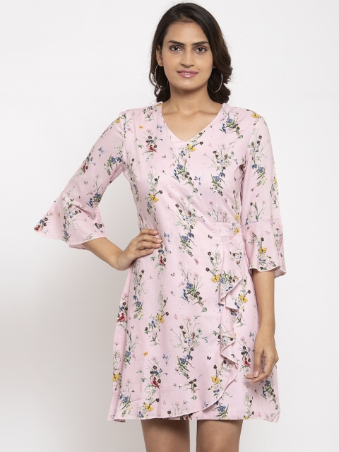 

Magnetic Designs Women Pink Printed Wrap Dress