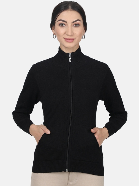

Monte Carlo Women Black Solid Front-Open Sweater