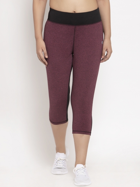 

BUKKUM Women Maroon & Black Coloublocked Three-Fourth Length Tights