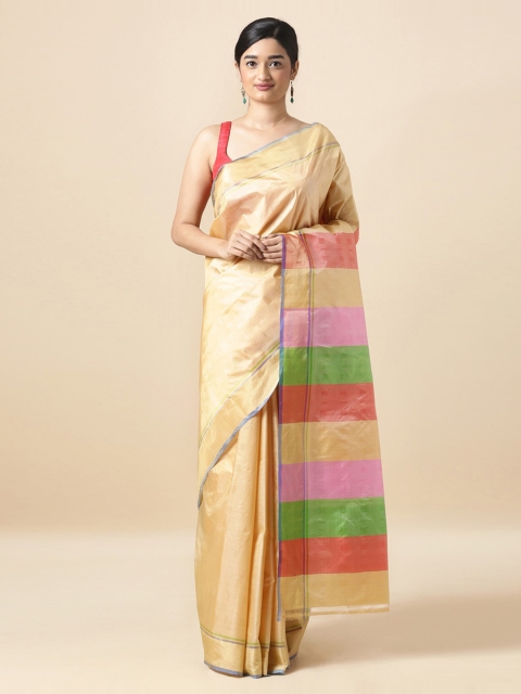 

Taneira Beige Woven Design Pure Silk Sustainable Saree