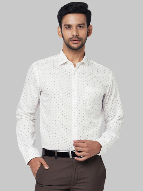 

Park Avenue Men White & Blue Regular Fit Printed Formal Shirt