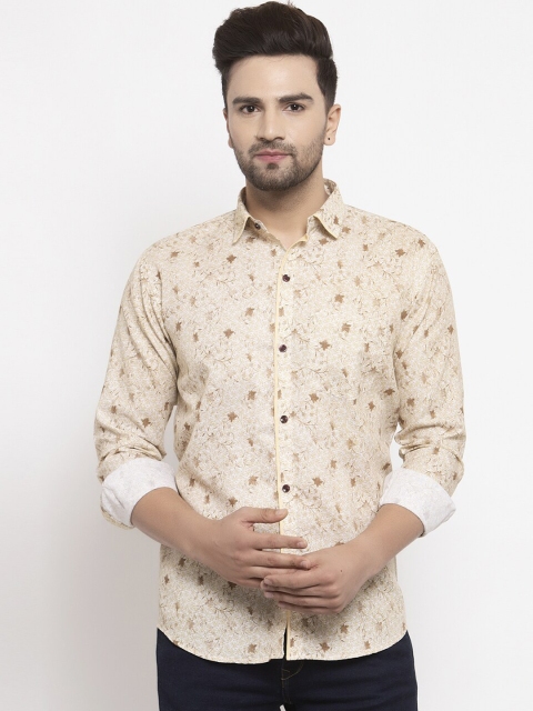 

KLOTTHE Men Beige Comfort Regular Fit Floral Print Casual Shirt