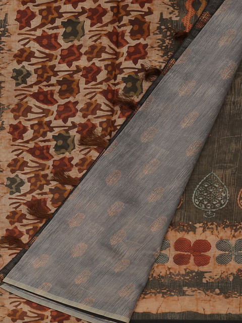 

Pothys Green & Beige Pure Cotton Printed Saree