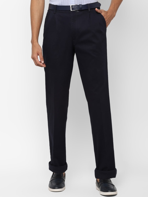 

Allen Solly Men Navy Blue Regular Fit Self Design Regular Trousers