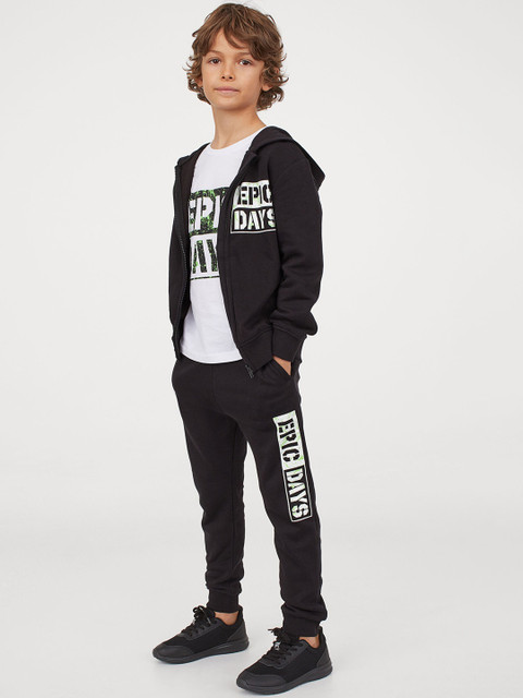 

H&M Boys Black Printed 3-Piece Tracksuit Set
