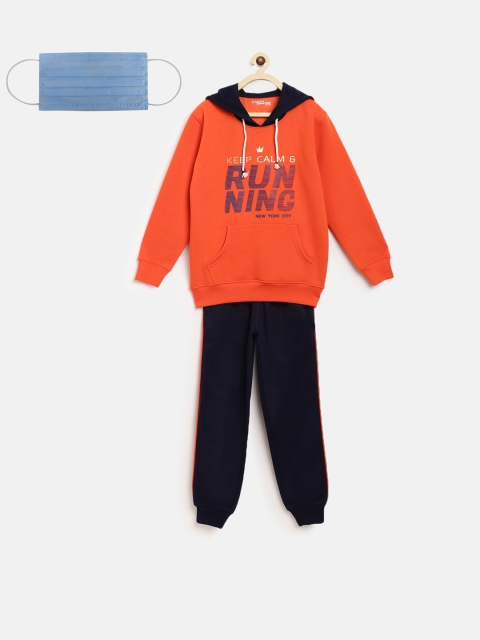 

Lil Tomatoes Boys Orange Black Printed Tracksuit