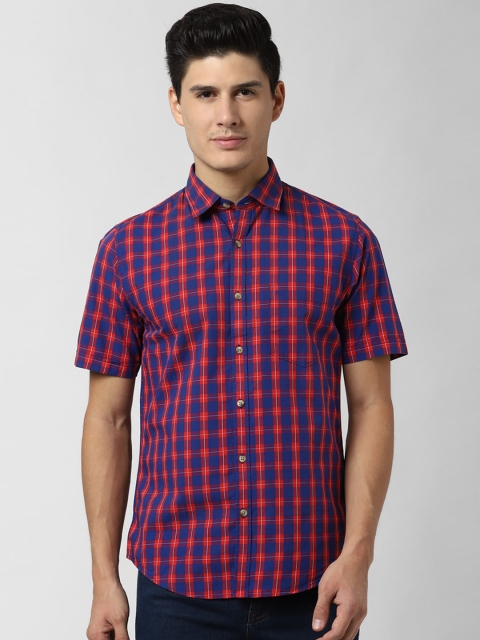 

Peter England Casuals Men Blue & Red Slim Fit Checked Casual Shirt