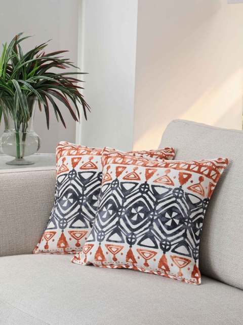 

BLUE BOAT Multicoloured Set of 2 Ethnic Motifs Square Cushion Covers, Multi