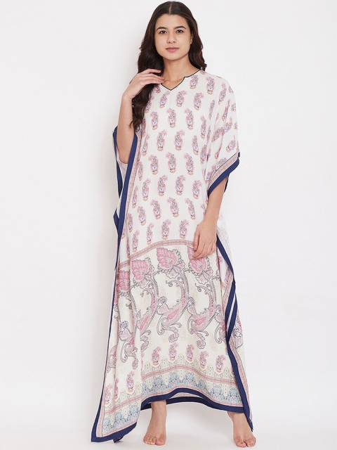 

The Kaftan Company Off-White Printed Nightdress
