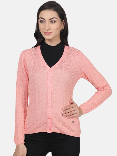 

Monte Carlo Women Pink Self Design Cardigan Sweater