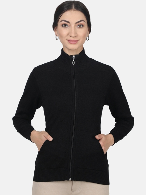 

Monte Carlo Women Black Solid Front-Open Sweater