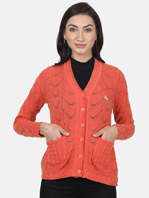 

Monte Carlo Women Coral Self Design Cardigan Sweater