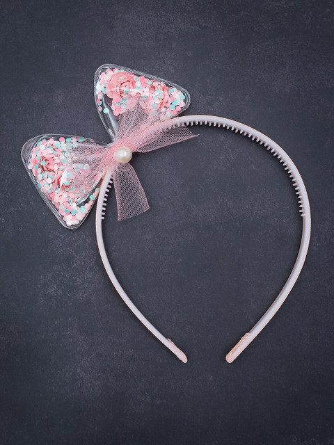 

Golden Peacock Peach-Coloured Embellished Hairband