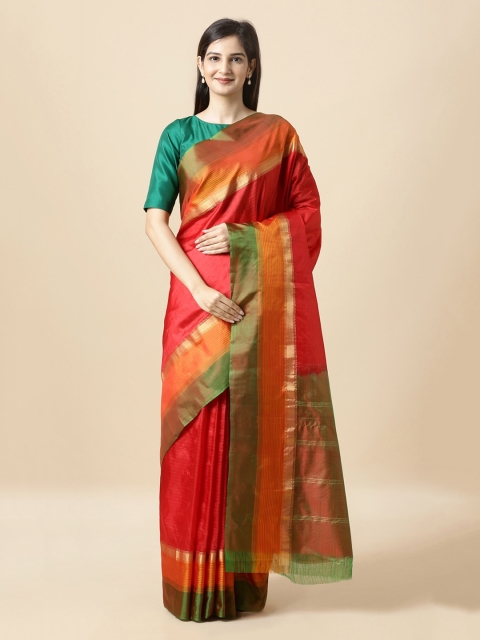 

Taneira Red & Orange Silk Woven Design Sustainable Saree