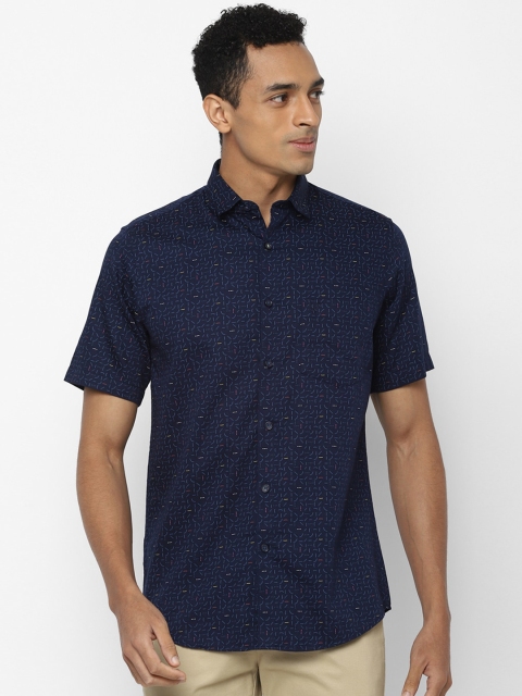 

Allen Solly Men Navy Blue Slim Fit Printed Casual Shirt