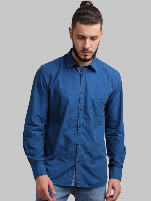 

Parx Men Blue Regular Fit Self Design Casual Shirt
