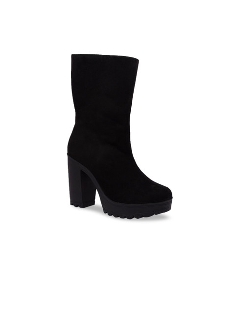 

Inc 5 Women Black Solid Suede Heeled Boots
