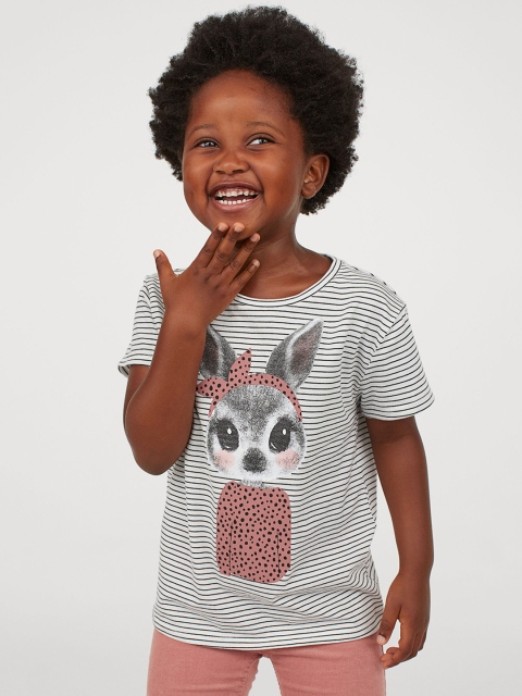 

H&M Girls White Printed Top