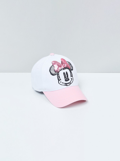 

max Girls White & Pink Printed Snapback Cap