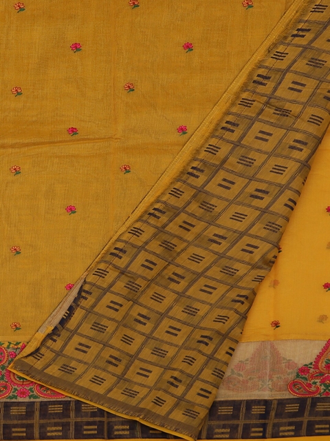 

Pothys Yellow Printed Supernet Saree