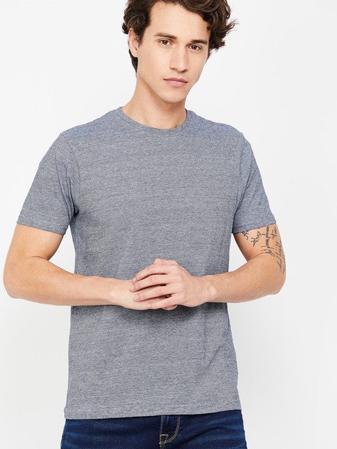 

Fame Forever by Lifestyle Men Navy Blue Striped Round Neck T-shirt