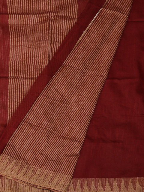 

Pothys Maroon Solid Jute Cotton Saree