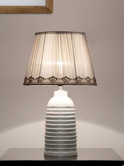 

THE LIGHT STORE Grey Self Design Classic Country Table Lamp with Shade