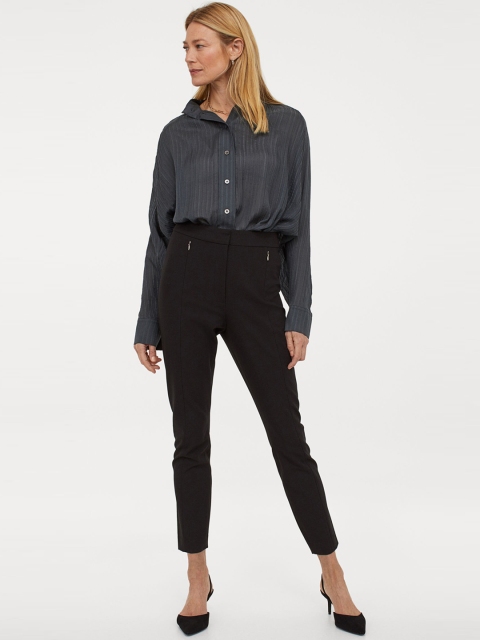 

H&M Women Black Slim Fit Stretch Trousers