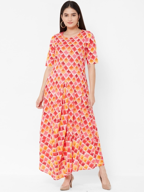 

Vedic Women Pink Printed Maxi Dress