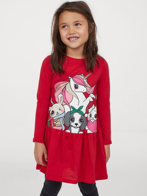 

H&M Girls Red & Black Printed 2-Piece Cotton Set