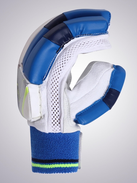 

FLX By Decathlon Men White & Blue Colourblocked Latex Cricket Batting Gloves