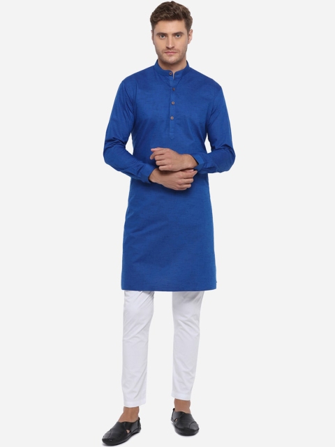 

JADE BLUE Men Blue Solid Straight Modi Kurta