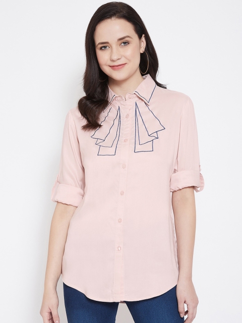 

Ruhaans Women Pink Classic Regular Fit Solid Casual Shirt