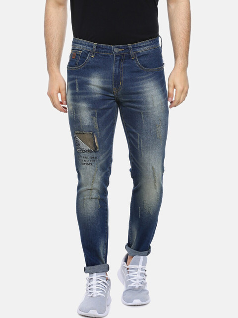 

Campus Sutra Men Blue Slim Fit Mid-Rise Mildly Distressed Jeans