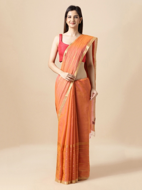 

Taneira Orange Woven Design Maheshwari Saree