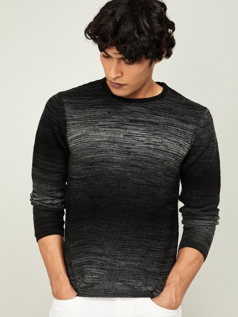 

Bossini Men Black Self Design Acrylic Pullover Sweater