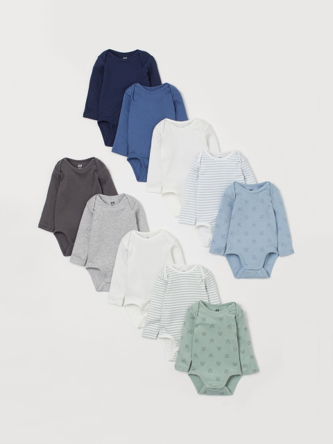 

H&M Kids 10-Pack Long-Sleeved Bodysuits, White