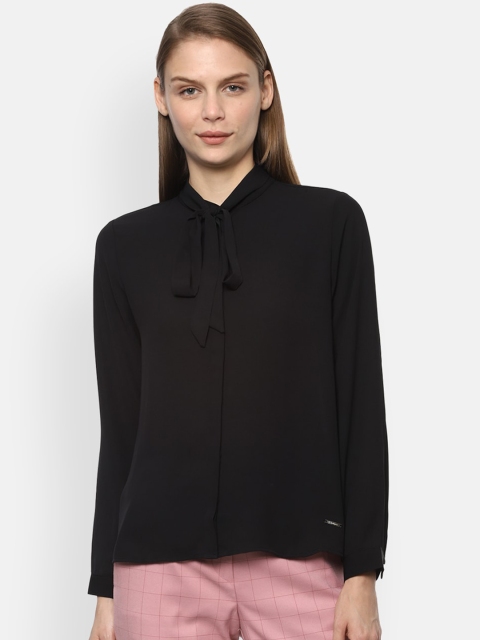 

Van Heusen Woman Women Black Regular Fit Solid Casual Shirt