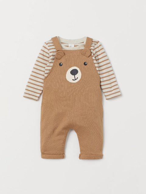 

H&M Boys Top and Dungarees, Beige