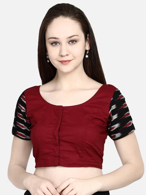 

Molcha Women Maroon & Black Printed Saree Blouse
