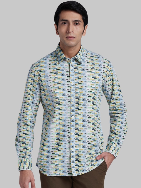 Parx Men Blue Regular Fit Printed Casual Shirt
