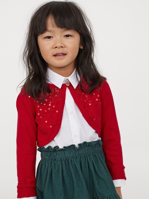 

H&M Girls Red Sequined bolero Jacket