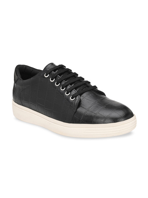 

Delize Men Black Solid Leather Sneakers