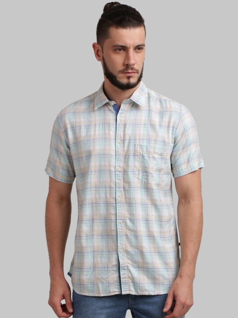 

Parx Men Blue Regular Fit Checked Casual Shirt