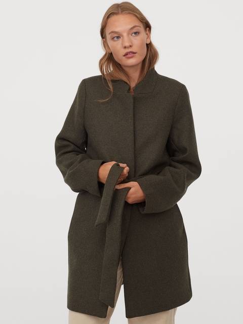 

H&M Women Brown Wool-Blend Coat