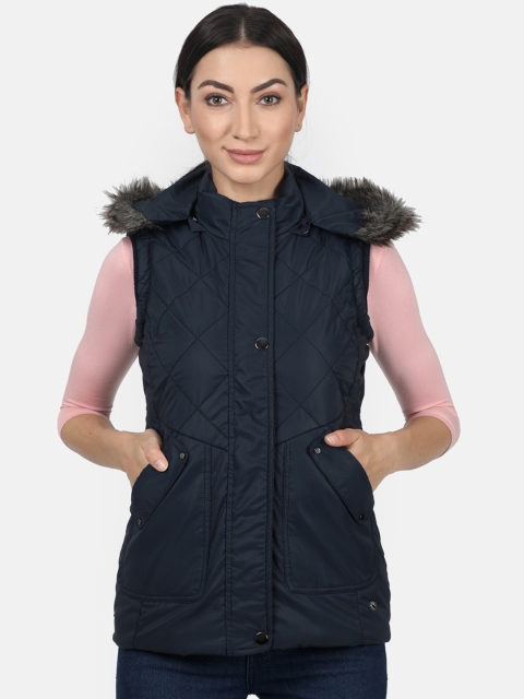 

Monte Carlo Women Navy Blue Solid Padded Jacket