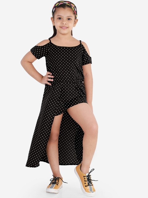 

Naughty Ninos Girls Black Polka Dots Printed A-Line Dress