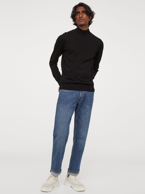 

H&M Men Black Solid Fine-Knit Modal-Blend Jumper