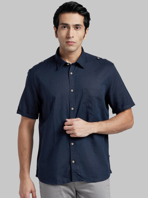 

Parx Men Navy Blue Regular Fit Solid Casual Shirt