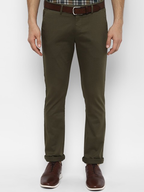 

Allen Solly Men Olive Green Slim Fit Solid Regular Trousers